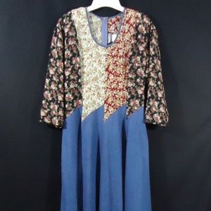VTG Tickets California Patch Floral, Denim Dress